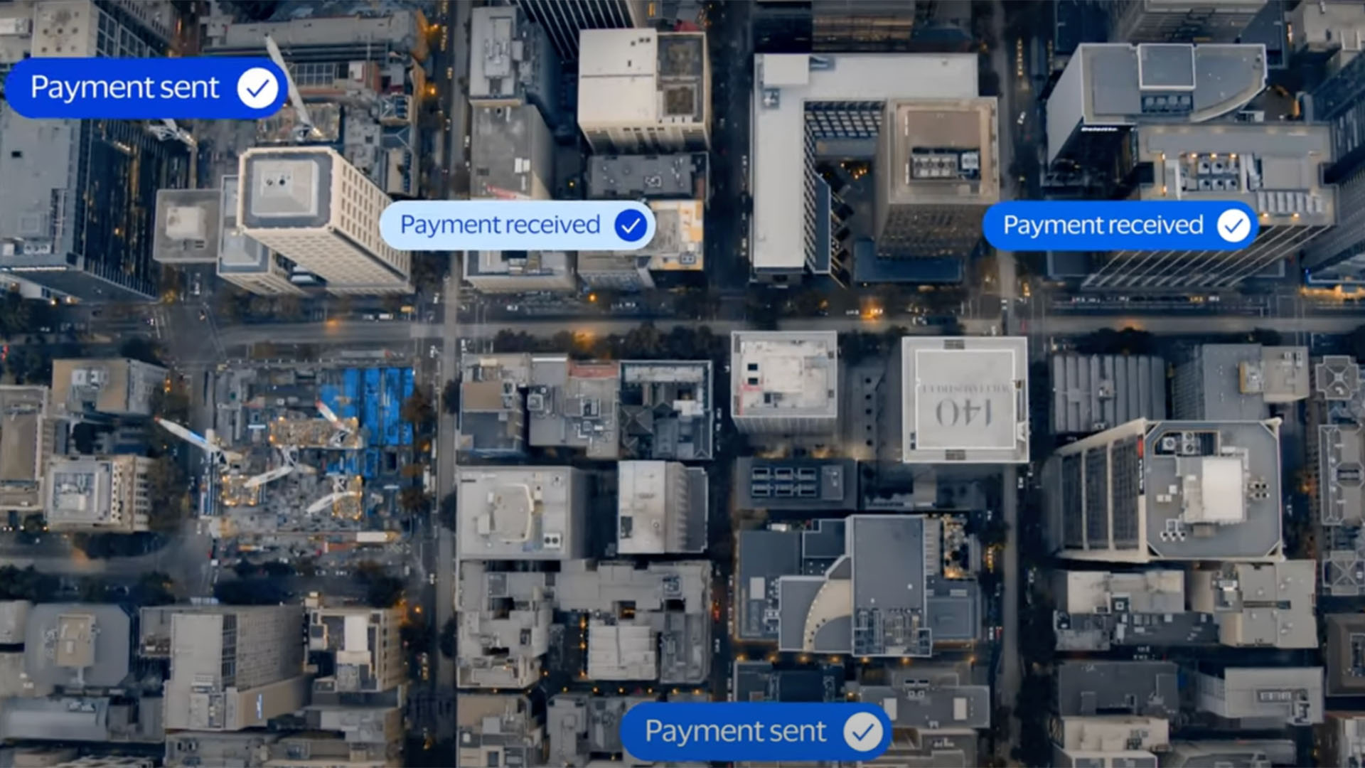 view over city with tall buildings