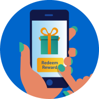 Mobile phone showing redeem reward icon