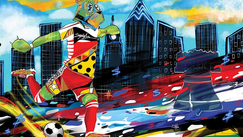 Artwork by Raheem "King" Saladeen Johnson from Pennsylvania, USA, created for Visa’s Reimagine FIFA World Cup 2026 collaboration.