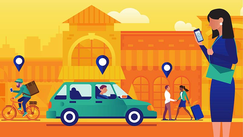 An illustration depicting Visa Direct’s ability to reach payees everywhere.