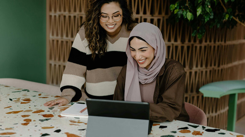 woman using laptop